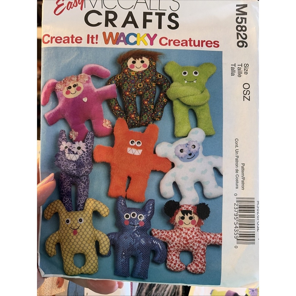 McCall's Crafts Sewing Pattern  #M5826  Create It! Wacky Creatures Dolls Cut